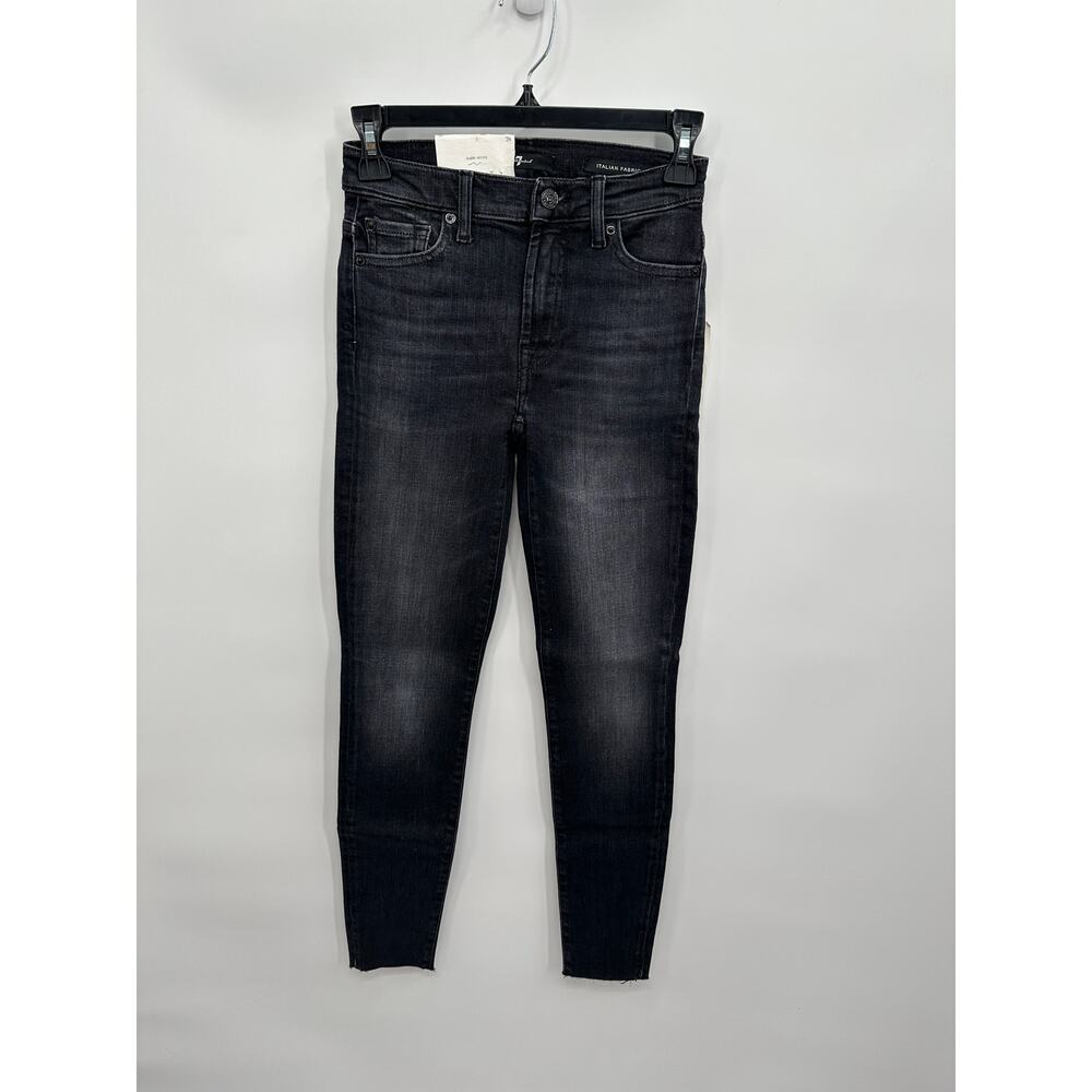 7 FOR ALL MANKIND NWT High Waist Super Skinny Dark Jean in Savage // 24 - Picture 4 of 14